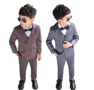 Ensembles de costume de robe de garçons de fleur enfants rayé blazer gilet pantalon 3 pièces ensemble de vêtements enfants fête de mariage performance smoking costume 7134753