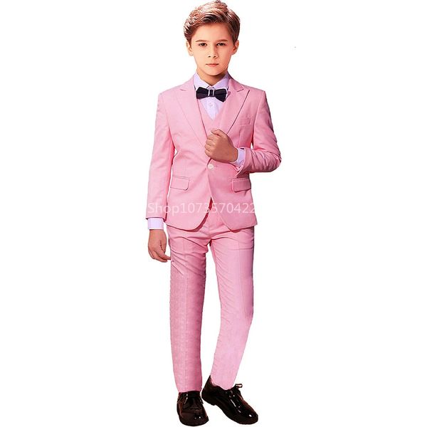 Fleur Garçons Costume De Mariage Enfants Prom Party Tuxedo Solide Blazer Formel Gilet Pantalon Pinao Performance Costume Uniforme Scolaire 2 20T 231228