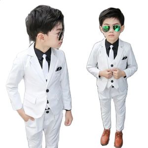 Bloem Jongens Witte Trouwjurk Pak Formele Kinderen Prom Doop Tuxedo Kinderen Dag Prestaties Schooluniform CostumeH126 240119