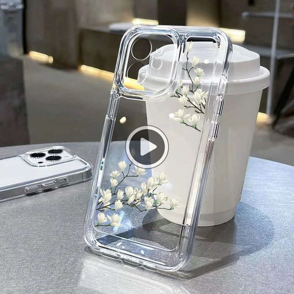 Funda de flores para Samsung A54 5G Fundas Samsung Galaxy A53 S22 S21 S20 FE A13 A34 A71 S23 Ultra A33 A52 funda transparente de silicona