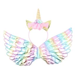 Oreilles de chat de fleur mignonne bande de cheveux enfants licorne bandeau arc-en-ciel pour enfants po accessoires de fête d'anniversaire accessoires 240516