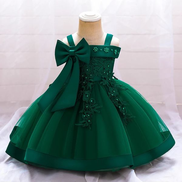 Cérémonie de fleurs 1er anniversaire robe pour bébé fille vêtements baptême princesse robe filles robes Costume de fête une épaule 240319