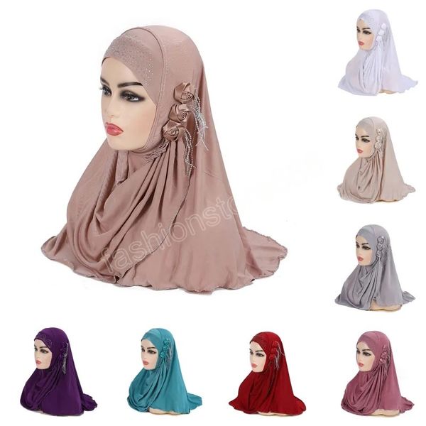 Chaînes de fleurs une pièce Hijabs Ramadan islamique arabe musulman femmes filles prière Turban châles chapeaux