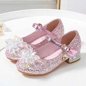 Chaussures à fleurs pour enfants, chaussures de princesse de plage pour filles, à paillettes, chaussures de fête de mariage, 240131