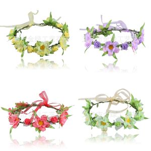 Couronne De Fleurs Bandeau Adultes Femmes Enfants Couronne De Cheveux De Mariage Diadèmes De Fleurs Guirlande Couronnes De Mariée Boho Bandeaux Tête Pièces De Bal Accessoires De Cheveux Fascinateur