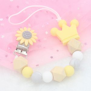 Porte-sucettes couronne de fleurs Accessoires d'alimentation pour bébés Clips de chaîne de sucettes sûrs pour bébés Euro America 32C3