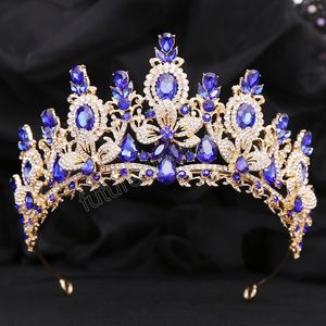 Flower Crystal Crowns for Women Wedding Bridal Tiara Vintage Huwelijk Queen Festival Bruid Haaraccessoires