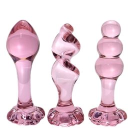 Flower Crystal Glass anale plug masturbatie seks speelgoed voor vrouwen mannen knutselstekker volwassen producten roze prostaat massager anale seksspeelgoed 240511