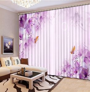 Rideaux à fleurs violet lilas, occultants de luxe 3D, pour salon, bureau, chambre à coucher