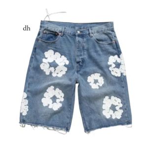 Flower Denim Shorts Heren jeans ontwerper Men Jean Diamond Shortpants Slim Street Hip Hop 02