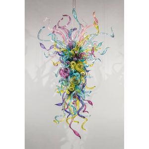 Flor diseñada Soplado Estilo Murano Lámpara colorida Lámpara de araña Luz AC 110V 220V Bombillas LED Modern Art Deco Glass Lámparas colgantes de cristal