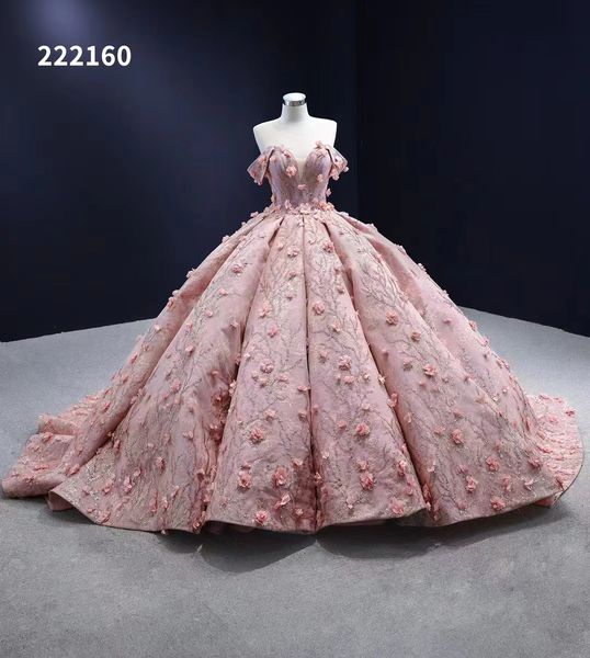 Vestidos de Noche de flores, vestido de fiesta rosa con hombros descubiertos, vestidos de novia para mujer SM222160