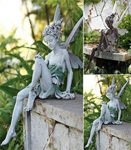 Bloem Fairy Sculpture Garden Landschapsarchitectuur Art Ornament Resin Turek Zitting standbeeld Outdoor Angel Figurines Craft Decoratie Q09531742