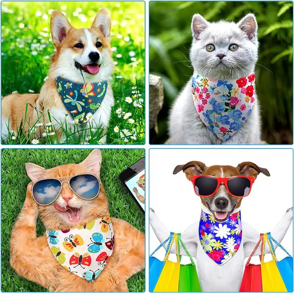 Bandanas de perros florales florales de flores bufanda de perros triángulo de poliéster de abeja con patrones de flores para mascota de perro grande pequeño