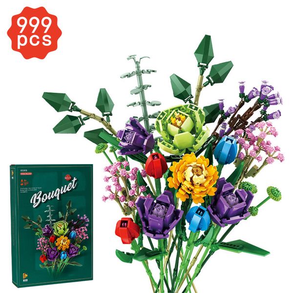 Fleur Fomantic Bouquet Rose Orchidée Bloc De Construction Briques Jouet Creative DIY Plantes Blocs De Construction Jouets Petite Amie Cadeau