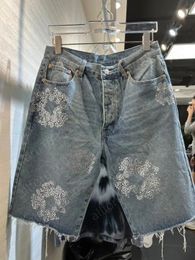 Pantalon en jean imprimé fleuri, Streetwear surdimensionné, droit, décontracté, pour hommes et femmes, en Denim, avec déchirures