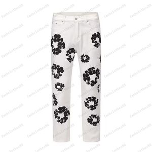 Pantalon en jean imprimé fleuri, Streetwear surdimensionné, droit, décontracté, pour hommes et femmes, en Denim