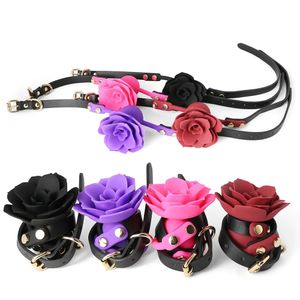 Fleur Gag Silicone Respirant Rose Ball Gag Bondage Fleur Bouche Ouverte Gags Fixation Orale BDSM Adulte Sex Toys Pour Couples Jeux 240106