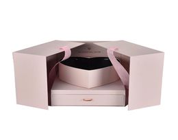 Boîte cadeau de fleur DIY Cube Shape Boad Boîte d'anniversaire Anniversaire Mariage Valentine039 Journée S surprise Flower Emballage7186543