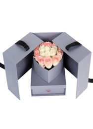 Boîte cadeau de fleur DIY Cube Shape Boad Gift Boad innovant Anniversaire Anniversaire Mariage Valentin S surprise 24 x 24 x 22cm2071380