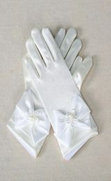 Gants de doigt pour filles à fleurs, robe de princesse avec nœud, couleurs blanc et rose, gants M L, taille 7858784