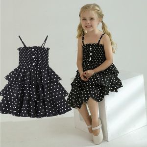 Bloem meisje jurken kinderen zomer kleding dots bedrukte ruche jurk 3-8Y kleine meisjes prinses sundress kids causale kleding q0716