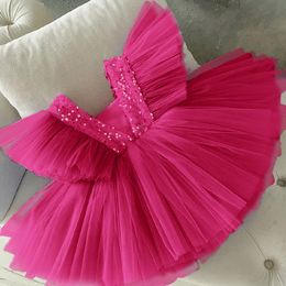 Robes de demoiselle d'honneur pour mariage 3-8Y fille anniversaire robe à paillettes rose chaud enfant fille noël carnaval Vestido filles vêtements de bal