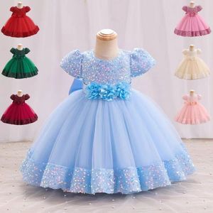 Robes de demoiselle d'honneur pour mariage rose princesse tutu jupe paillettes robe de bal bijou vintage enfant première communion robe 2023 tulle longues enfants princesse enfants robes