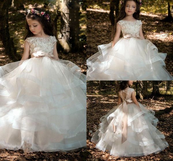 Vestidos de niña de flores bodas rubor rosa princesa tutu lentejuelas encaje aplicado arco infantil princesa para niños vestidos de cumpleaños4992453