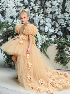 Bloemenmeisje pluizige tule optocht verjaardagsfeestje applique prinses jurk eerste heilige communie prom jurken l2405