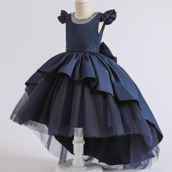 Esmoquin Formal para cena y Eucaristía para niña de flores, vestido de princesa para niña, fiesta de cumpleaños, esmoquin con cuentas, vestidos de fiesta9543768