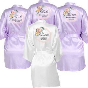 Flower Girl Friends Kimono Robe Peignoir Femmes Soie Mariage s Nightwear s Satin Hen Party 210924