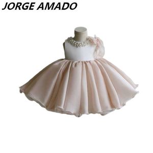 Flor Girl Princess Dress Baby Fluffy Tulle Boda Cuello Cuello Primera noche Tarde E70501 210610