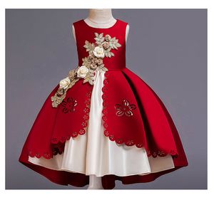 Vestido de Navidad para niñas de flores, vestido de princesa Formal bordado para fiesta de noche, vestidos infantiles para niñas, vestido de boda, ropa para niños