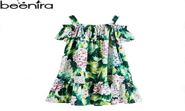 Robe de fille de fleur marque filles hortensia sans épaule imprimer robes de fête bébé princesse bohème robe de bal vêtements pour la plage227i7910441