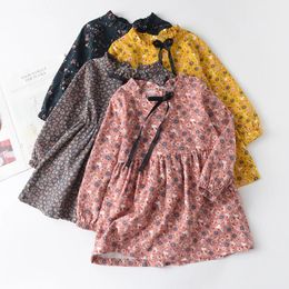 Robe à fleurs pour filles, tenue décontractée, manches longues, en tissu classique, à la mode, pour enfants 19T, printemps-automne, 240326