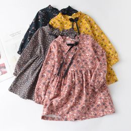 Bloemenmeisjes jurk lente herfst kinderen casual lange mouwen mode klassieke stoffen vestidos voor 19t kinderoutfit 240403