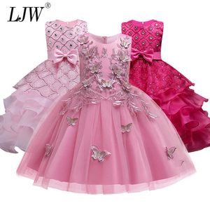 Robes de filles de fleurs pour la fête de mariage bébé filles sans manches Big Bow princesse robe enfants fête robes nouvel an vêtements Q0716