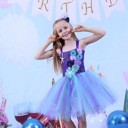 Fleur filles sirène Costume adolescentes Tulle Tutu robe élégante princesse robes de soirée automne enfants robe de bal Costume d'anniversaire
