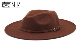 Bloem grijze wollen hoge hoed mannen en vrouwen Fedora hoed platte rand breedgerande hoed Su Li wollen muts2023879