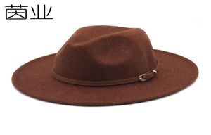 Fleur gris laine top chapeau hommes et femmes fedora chapeau plat rondus