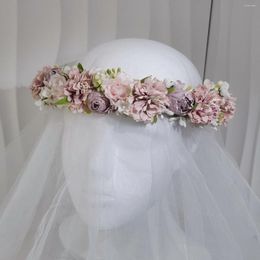 Bandeau à fleurs, accessoires pour cheveux de mariage, coiffure pour femmes et filles, couvre-chef de mariée, couronne florale