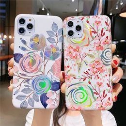 Bloem IMD Zachte TPU Floral Phone Cases voor iPhone 13 12 11 PRO MAX XS XR 7 8 Plus Shockproof Cover