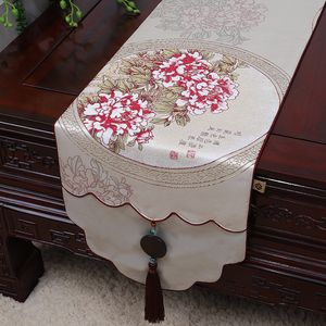 Fleur Jade Épaissir Chinois Brocart De Soie Chemin De Table Haut De Gamme Dîner Décoration Tapis De Table Haute Densité Nappe Rectangle 230x33