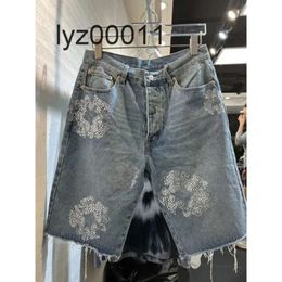 Jeans de flores 2024 Diseñador de lujo para hombres Shorts Jeans Men Jean Flower Diamond Dienim Shortpants Slim Mens Jeans Street Hip Hop I35R