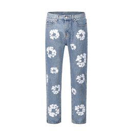 Jeans de flores 2024 Diseñador de lujo Designador de lujo Shorts Jeans Men Jean Flower Diamante Dienim Shortpants Slim Mens Jeans Street Hip Hop UN2V