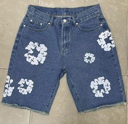 Jeans de fleurs 2024 hommes de luxe de luxe pour hommes shorts jeans jean flore diamant denim shortpants slim mens jeans street hip hop vu8y