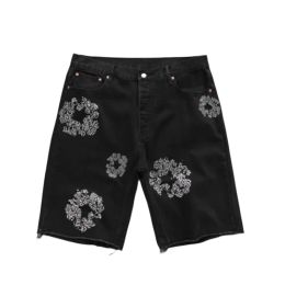 Jeans de flores 2024 Diseñador de lujo para hombres Shorts Mens Jeans Men Jean Flower Diamond Denim Shortpants Slim Mens Jeans Street Hip Hop 6G78