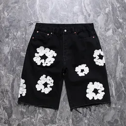 Flower Jeans 2024 Mens Luxe Designer Mens Shorts Jeans Men Men Jean Flower Diamond Denim Shortpants Slim Heren Jeans Street Hip Hop OGTM