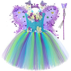 Costumes de fées de la jungle de fleurs pour la fête d'anniversaire de filles tutus enfants Halloween déguisement déguisé avec des ailes papillon princesse fille 240429